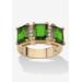 Women's Yellow Gold-Plated Emerald Cut 3 -Stone Simulated Birthstone & CZ Ring by PalmBeach Jewelry in August (Size 7)