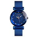 SKMEI Lady Watches for Women Waterproof Casual Fashion Dress Japanese Quartz Movement Luminous Mesh Stainless Steel Wristwatch Gifts Rose Gold Black Blue Dial, Blue, Quartz Movement