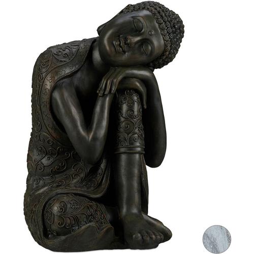 Buddha Figur geneigter Kopf, xl 60cm, Asia Gartenfigur, Dekofigur Wohnzimmer, frost- & wetterfest,