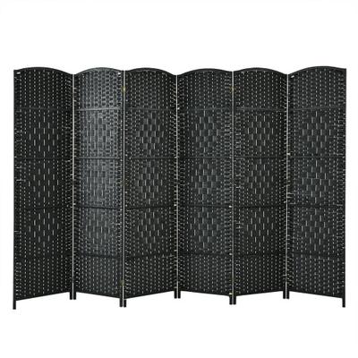 Costway 6.5Ft 6-Panel Weave Folding Fiber Room Divider Screen-Black