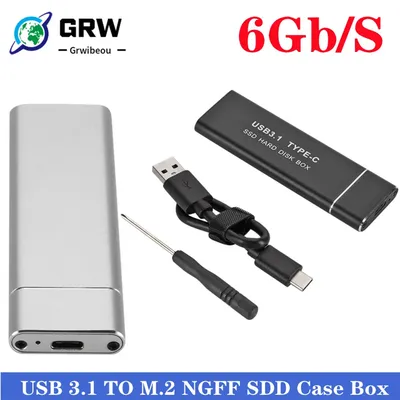 Boîtier de disque dur mobile USB 3.1 Type-C vers M.2 NGFF SSD 6Gbps boîtier externe pour m2 SATA