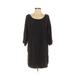 Express Casual Dress - Shift Scoop Neck 3/4 Sleeve: Black Solid Dresses - Women's Size X-Small