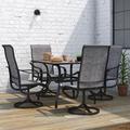 Lark Manor™ Alyah Square 4 - Person 37" Long Outdoor Dining Set Plastic/Metal in Black/Brown | 37 W x 37 D in | Wayfair