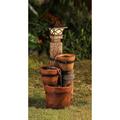 August Grove® Bowmanville Resin/Fiberglass Solar 3 Pot Pillar Lamp Water Fountain w/ LED Light | 29.9 H x 14.2 W x 11.8 D in | Wayfair