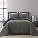 Soft Stripe All Season Quilt/Coverlet Gray/Navy 3Pc Set Full/ Queen - Lush Decor 16T005865