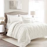 Ravello Pintuck Caroline Geo Comforter Set White 7Pc Set King - Lush Decor 16T004450