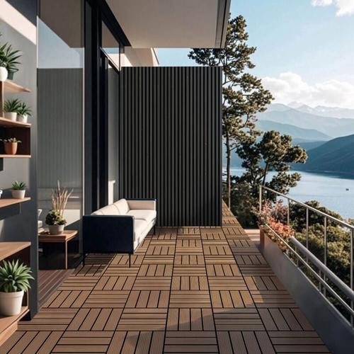 Wpc Holzfliese bavaro – Teak – 1 m² – 11 Fliesen á 30 x 30 cm i Klickfliese Terrassenfliese