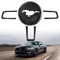 Airmagazines ed-Emblème de volant en fibre de carbone pour Ford Mustang autocollants de voiture
