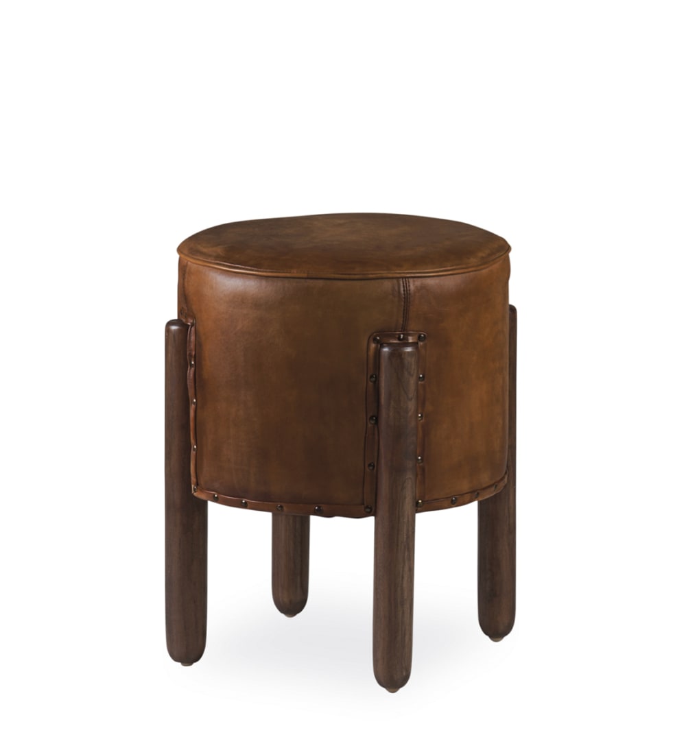Tabouret rond en bois marron