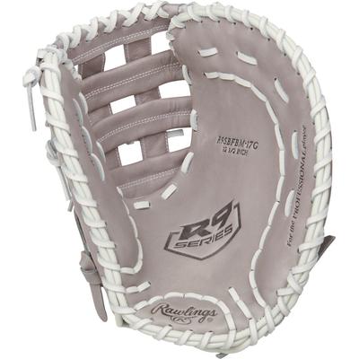 Rawlings R9 12.5" Overlapping Fastback Design Fastpitch Softball Glove - Left Hand Throw Gray