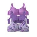 Plus Size Women's 3-Pack Front-Close Cotton Wireless Bra by Comfort Choice in Amethyst Purple Assorted (Size 40 B)