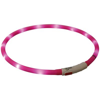 TRIXIE Hunde-Halsband Flash USB, Silikon-Kunststoff, 70 cm Länge, kürzbar, in versch. Farben pink Hundehalsbänder Hund Tierbedarf