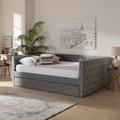 Baxton Studio Larkin Modern Grey Velvet Fabric Full Size Daybed /w Trundle - Wholesale Interiors CF9227-Silver Grey Velvet-Daybed-F/T