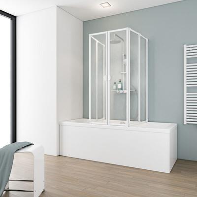 Schulte - Duschabtrennung faltbar für Badewanne 70-80 cm, Kunstglas Softline hell, Profilfarbe: