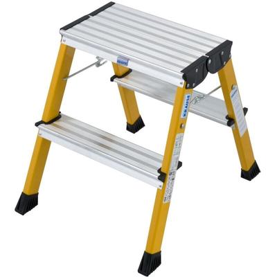 130044 Aluminium Doppel-Klapptritt klappbar Arbeitshöhe (max.): 2.45 m Gelb 1.7 kg - Krause Image