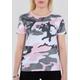 Alpha Industries New Camo Basic Damen T-Shirt, schwarz-weiss-pink, Größe XS