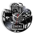 Horloge de production de cinéma signe de cinéma enregistrement en vinyle pop-corn horloge murale