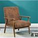 Reading Chair - George Oliver Finn Reading Chair Wood/Microfiber/Microsuede in Brown | 33 H x 25.375 W x 30.5 D in | Wayfair