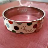 Coach Jewelry | Coach | Enamel Polka Dot Bracelet | Color: Silver/White | Size: Os