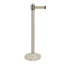 Securit® Ausziehbares Absperrset – Graues Nylonband 200 cm – Edelstahlpfosten mit Kunststoffhaken – Gesamthöhe 210 cm Image