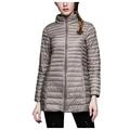 LOPILY Ladies Winter Lightweight Down Jacket Solid Color Foldaway Quilted Coat Full Zip Stand Collar Trimmed Functional Down Coat（Khaki，S）