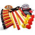 Matty's Toy Stop Deluxe 14-Man Flag Football Set with 7 Yellow Belts, 7 Red Belts, 4 Yellow Cones, 4 Red Cones, 1 Red Beanbag Flag & Storage Bag