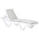 Harbour Housewares 1x White/Grey Stripe Sun Lounger & Cushion Set - Adjustable Reclining Outdoor Patio Furniture Master Range