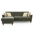 CAVADORE Ecksofa Palera / L-Form-Sofa im Landhausstil mit Federkern / 244 x 89 x 163 / Chenille-Bezug, Grün