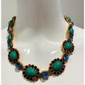 J. Crew Jewelry | Jcrew Oval Turquoise Stone And Rhinestone Necklace | Color: Blue | Size: Os