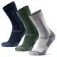 Outdoor Walking Socks in Merino Wool for Men Women & Children, Hiking & Trekking, Work, Calf, Boots, Anti-Blister Padding & Odour Resistant, 3 Pack (Multicolor: Navy, Grey, Green, 6-8)