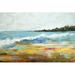 Breakwater Bay Beach Surf II by Karen Fields - Painting Print Canvas, Wood in Blue/Yellow | 13.625 H x 19.625 W x 1 D in | Wayfair