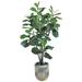 Arlmont & Co. Liasia 54.00" Artificial Fiddle leaf fig Tree in Basket Polyester/Wicker/Rattan in Blue/Brown/White | 66 H x 26 W x 26 D in | Wayfair