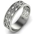 Endless Irish Celtic Knot Band Ring Oxidized 925 Sterling Silver Viking Wedding Eternity Rings Unisex Woven Thumb Ring /Norse Nordic Jewelry for Men Women, Precious Metal, no stones,