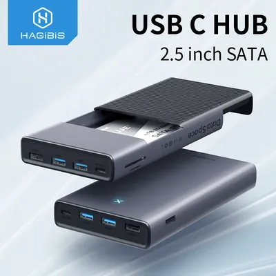 Hagibis – HUB USB C avec boîtier pour disque dur 2.5 SATA vers USB 3.0 adaptateur de Type C pour