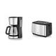 WMF BUENO Filterkaffeemaschine Glas, 10 Tassen, cromargan/silber, 1000 W & Bueno Edition Toaster Edelstahl, Doppelschlitz Toaster mit Brötchenaufsatz, 2 Scheiben, 7 Bräunungsstufen, 800 W