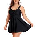 Aqua Eve Plus Size Tankini Swimsuits for Women Two Piece Bathing Suits Flowy Swimdress with Shorts - black - 16 Plus