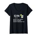 Damen Gin Tonic Liebhaber Geschenke Gin Trinker Herzschlag T-Shirt mit V-Ausschnitt