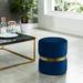 Wrought Studio™ Roseanne Ottoman Velvet in Blue | 16 H x 14.25 W x 14.25 D in | Wayfair 30CFCCCD485642EC9281760385AC71A4