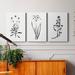 Red Barrel Studio® Inky Botanical I - 3 Piece Wrapped Canvas Print Set Canvas in Blue/Green/Indigo | 60 H x 120 W x 3 D in | Wayfair