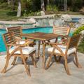 Wildon Home® Hamlig Square 4 - Person 31.5" Long Outdoor Dining Set w/ Cushions Wood in Brown/Gray/White | Wayfair 50173C6467FD49EDA0A176CDCF43C55A