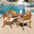Wildon Home® Hamlig Square 4 - Person 31.5" Long Outdoor Dining Set w/ Cushions Wood in Brown/Gray/White | Wayfair 50173C6467FD49EDA0A176CDCF43C55A