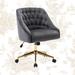 Everly Quinn Batrice Velvet Task Chair Upholstered in Gray | 31.5 H x 20.87 W x 22.05 D in | Wayfair 7DCFF077838A42EF8BA2DFCFAFE80A94