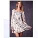 Free People Dresses | Free People Sequin Long Sleeve Vintage Holiday Dress | Color: Blue/Cream | Size: 6