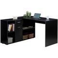 Bureau d'angle carmen bureau modulable avec meuble de rangement intégré 4 étagères 1 porte et 1