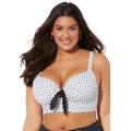 Plus Size Women's Confidante Bra Sized Underwire Bikini Top by Swimsuits For All in White Black Polka Dot (Size 38 F)