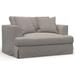 "Sunset Trading Newport Slipcovered 52"" Wide Chair and A Half | Stain Resistant Performance Fabric | 2 Throw Pillows | Gray - Sunset Trading SY-130015-391094"