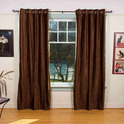 Brown Ring / Grommet Top Velvet Curtain / Drape / Panel - Piece