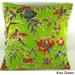 Ethnic Kantha Stitch Tropical Birds Cushion Cover , Handmade in India