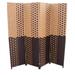 Hand-crafted 4-panel Brown/ Espresso Paper Straw Weave Screen