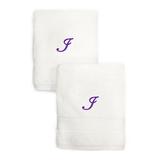 Sweet Kids 2-piece White Turkish Cotton Hand Towels Personalized with Lavender Purple Monogrammed Initial